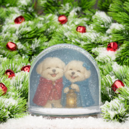 Cute Maltese Christmas Dogs in Snow Globe Schneekugeln