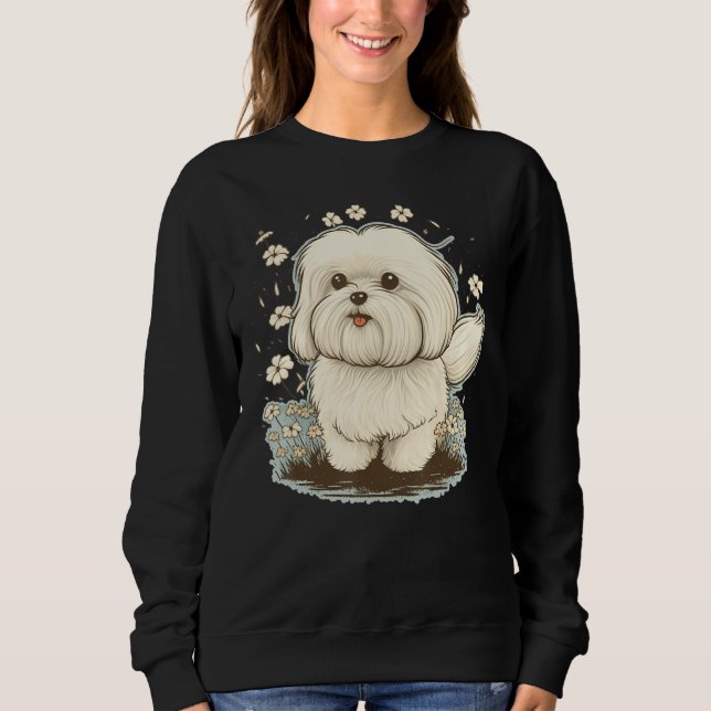 Cute Maltese Dog on Maltese dog  5 Sweatshirt (Vorderseite)
