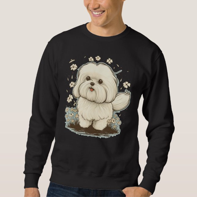 Cute Maltese Dog on Maltese dog  5 Sweatshirt (Vorderseite)