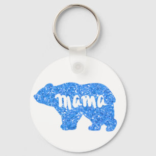 Cute Mama bear blue sparkling glitter  Schlüsselanhänger