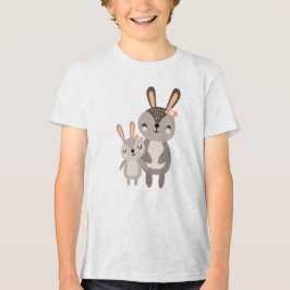 Cute Mama Bunny Standing with Baby Bunny Tri-Blend Shirt