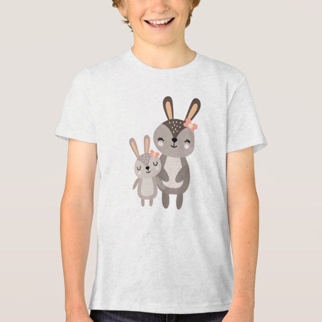 Cute Mama Bunny Standing with Baby Bunny Tri-Blend Shirt (Vorderseite)