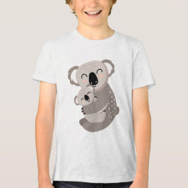 Cute Mama Koala Hugging Baby Joey Illustration Tri-Blend Shirt