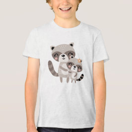 Cute Mama Raccoon Hugging Baby Raccoon Tri-Blend Shirt