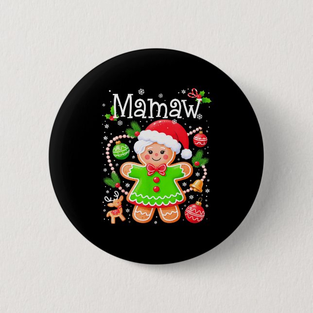 Cute Mamaw Gingerbread Family Matching Christmas C Button (Vorderseite)