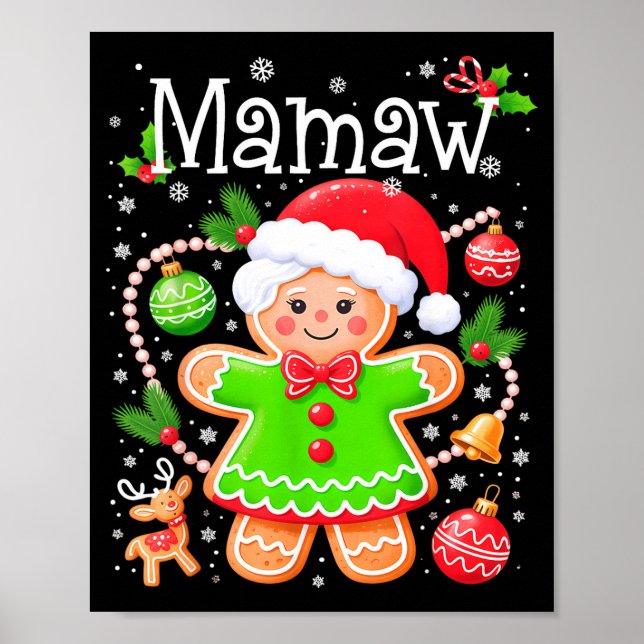 Cute Mamaw Gingerbread Family Matching Christmas C Poster (Vorne)