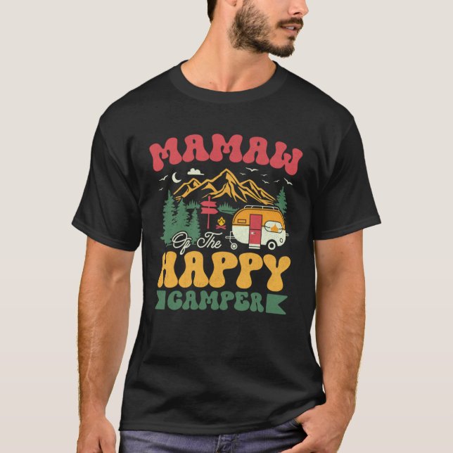 Cute Mamaw Of The Happy Camper Groovy Camping Trip T-Shirt (Vorderseite)