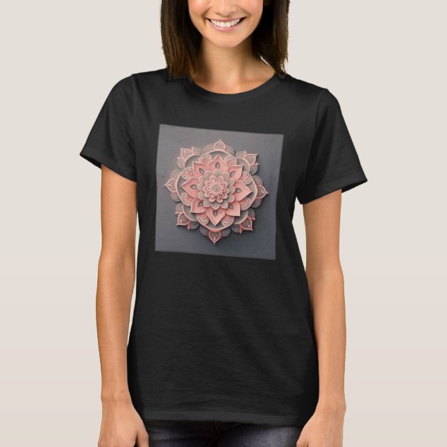 Cute Mandala Lotus Flower Illustration Unique Wome T-Shirt (Vorderseite)