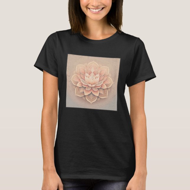 Cute Mandala Lotus Flower Illustration Unique Wome T-Shirt (Vorderseite)