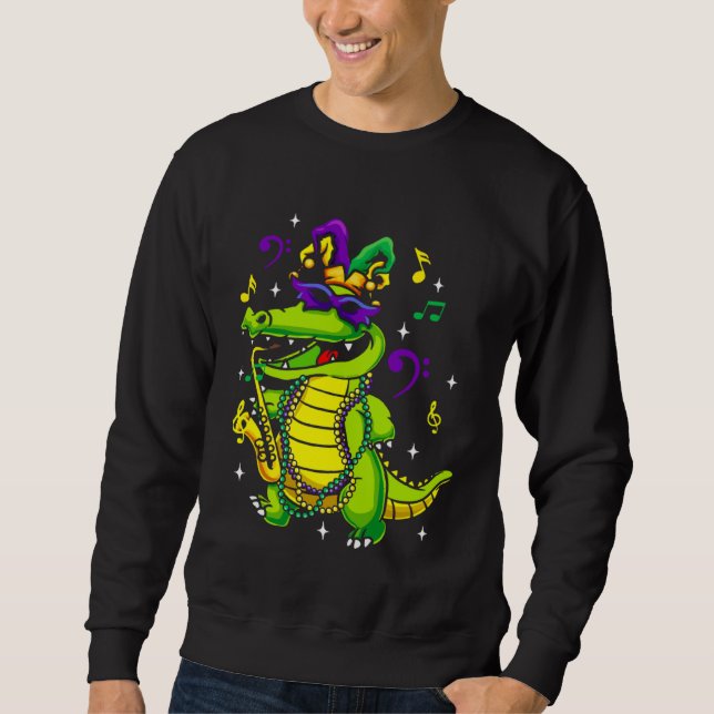 Cute Mardi Gras Alligator for Kids or Adults Sweatshirt (Vorderseite)