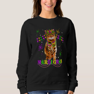 Cute Mardi Gras Cat Bengal Mask Beads Festival Pre Sweatshirt