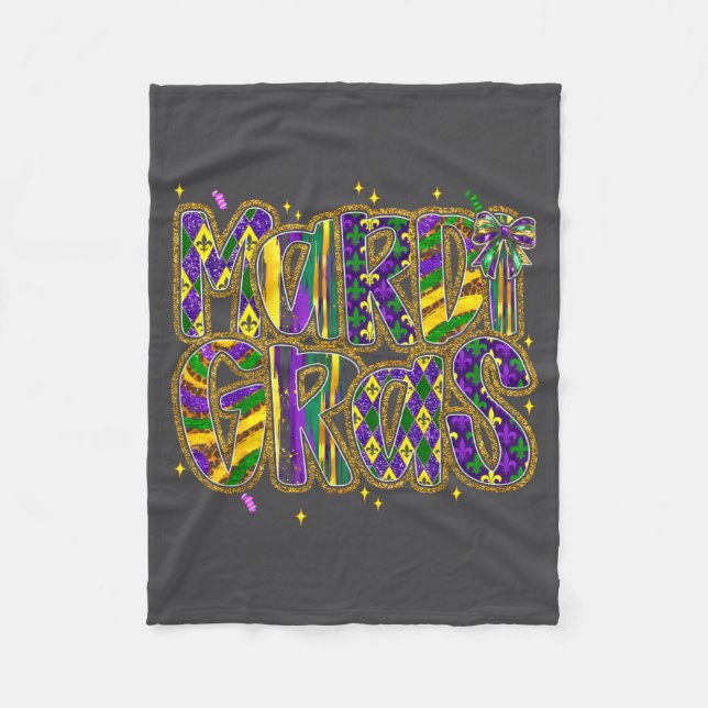 Cute Mardi Gras Fat Coquette Bow Tuesday Kids Girl Fleecedecke (Vorderseite)
