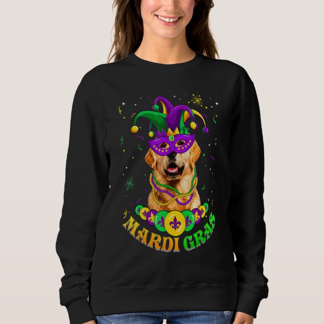 Cute Mardi Gras Golden Retriever Dog Dad Dog Mom M Sweatshirt (Vorderseite)