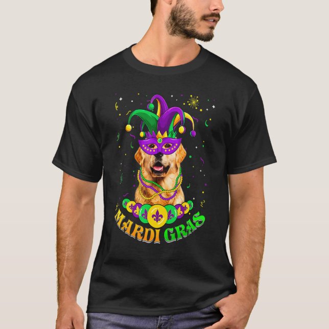 Cute Mardi Gras Golden Retriever Dog Dad Dog Mom M T-Shirt (Vorderseite)