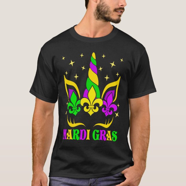 Cute Mardi Gras Unicorn Mardi Gras Kids Girls Boys T-Shirt (Vorderseite)