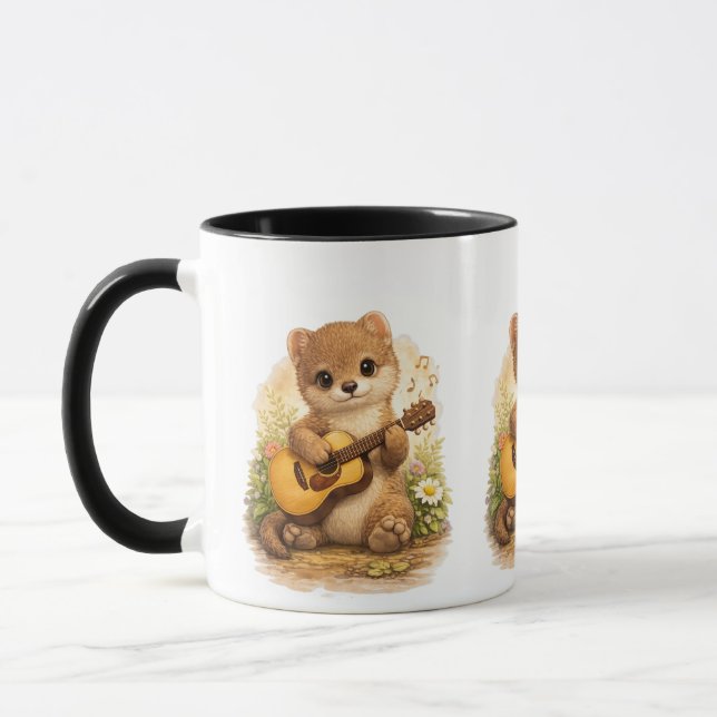 Cute Marten Guitar Mug – Musical Woodland Animal Tasse (Links)