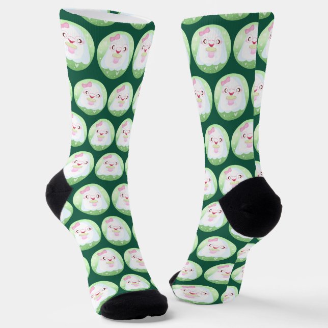 Cute Matcha Latte Ghost Socken (Gewinkelt)