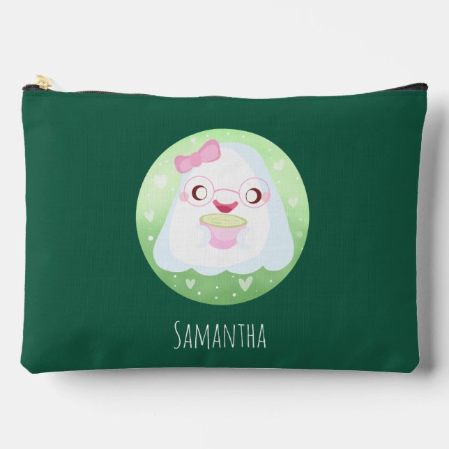 Cute Matcha Latte Ghost Zubehörtasche (Vorderseite)
