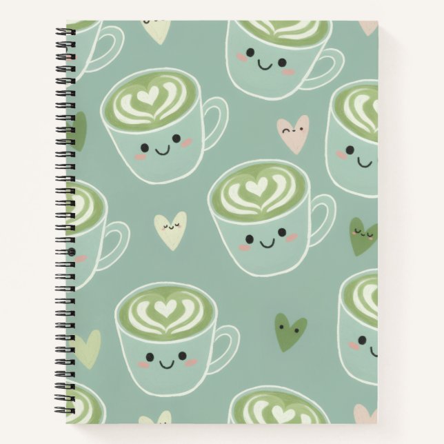 Cute Matcha Latte Pastel Green Spiral Notebook Notizbuch (Vorderseite)