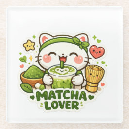 Cute Matcha Lover Cat Glasuntersetzer
