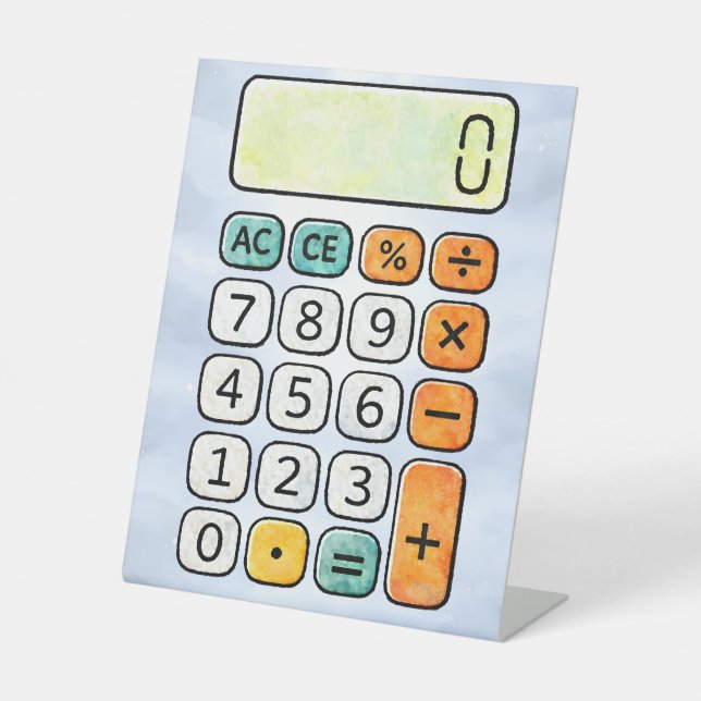 Cute Maths Calculator Desk Art for Kids Sockelschild (Vorderseite)
