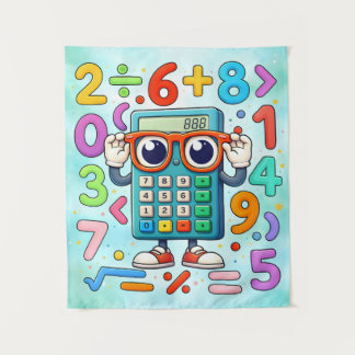 Cute Maths Calculator Numbers Poster for Kids Wandteppich