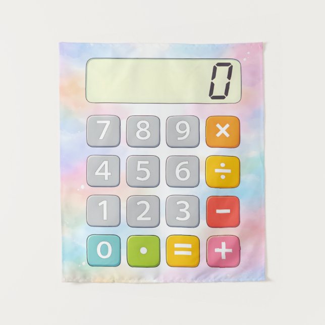 Cute Maths Calculator Poster for Kids Wandteppich (Vorderseite)