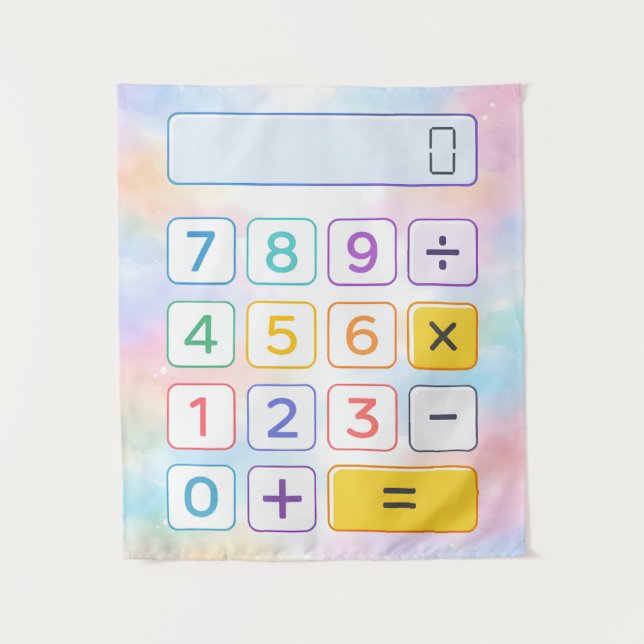 Cute Maths Calculator Poster for Kids Wandteppich (Vorderseite)