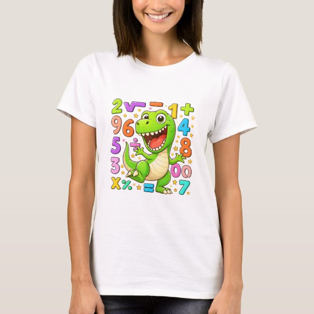 Cute Maths Dinosaur Numbers T Shirt for Kids (Vorderseite)