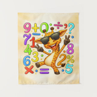 Cute Maths Giraffe Numbers Poster for Kids Wandteppich