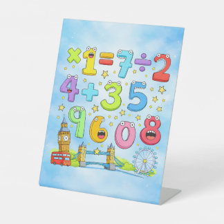 Cute Maths Numbers London Desk Art for Kids Sockelschild