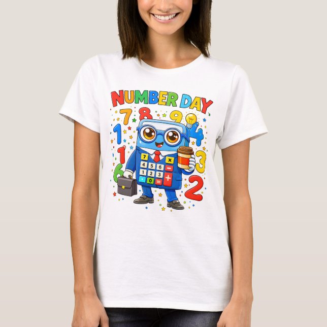 Cute Maths Numbers Robot Number Day T Shirt KidsUK (Vorderseite)