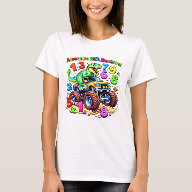 Cute Maths Numbers Tractor Cartoon T Shirt Kids UK (Vorderseite)