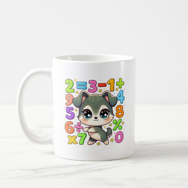 Cute Maths Puppy Numbers Mug for Kids Kaffeetasse (Links)