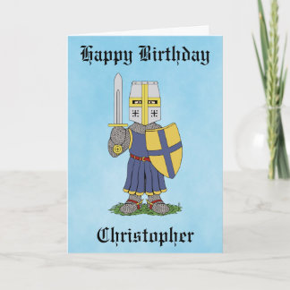 Cute Medieval Knight Birthday Card Karte