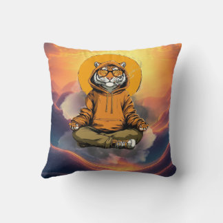 Cute Meditating Tiger – Zen Animal Cartoon Design Kissen