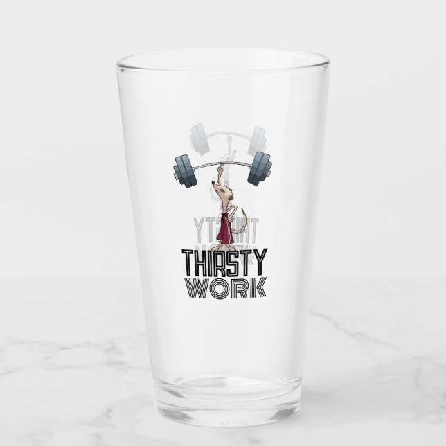  Cute Meerkat Thirsty Work Weightlifting Cartoon Glas (Vorderseite)