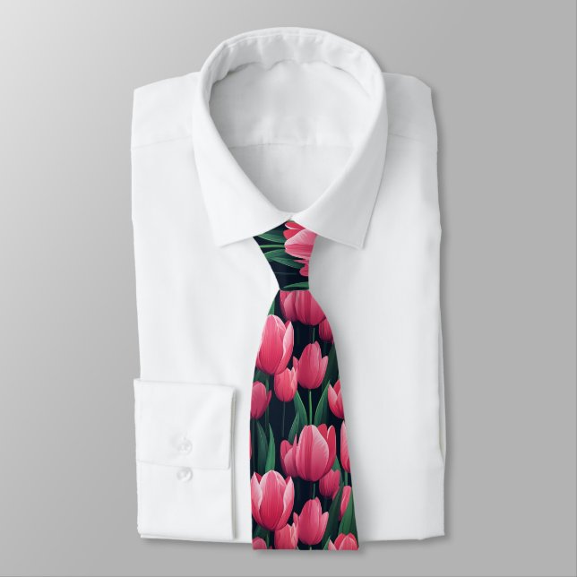 Cute Mens Accessories Tulip Floral Krawatte (Gebunden)