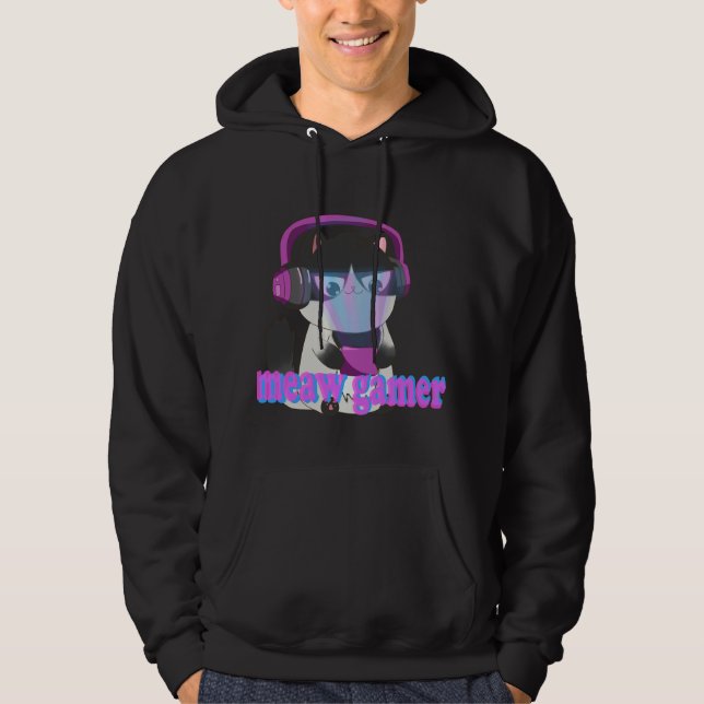 Cute Meow Gamer Cat - Kawaii Gaming Kitten Hoodie (Vorderseite)