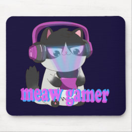 Cute Meow Gamer Cat - Kawaii Gaming Kitten Mousepad
