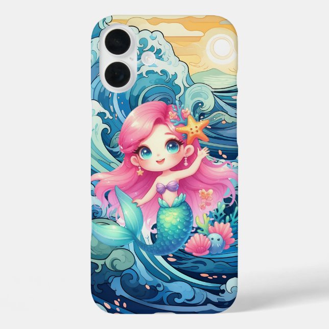 Cute Mermaid add name  Case-Mate iPhone Hülle (Rückseite)