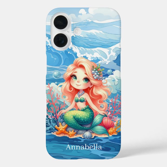 Cute Mermaid add name  Case-Mate iPhone Hülle (Rückseite)