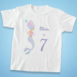 Cute Mermaid Birthday Girl Shirt Age 7