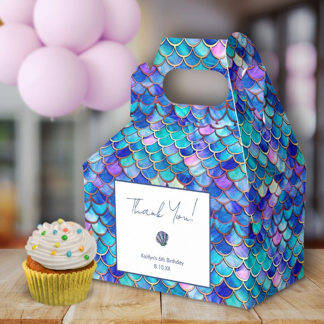 Cute Mermaid Little Girls Birthday Party Thank You Geschenkschachtel (Von Creator hochgeladen)