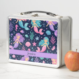 Cute Mermaid Pattern Metall Brotdose