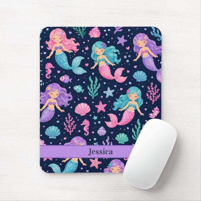 Cute Mermaid Pattern Mousepad (Mit Mouse)