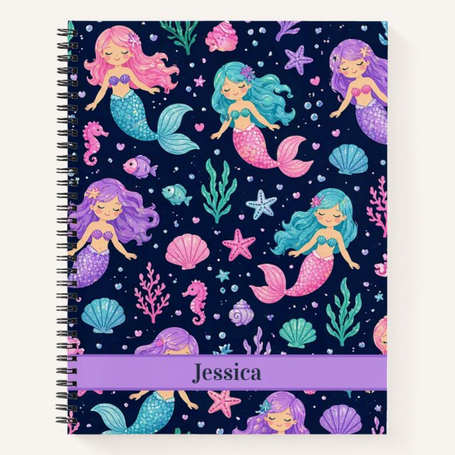 Cute Mermaid Pattern Notizbuch (Vorderseite)
