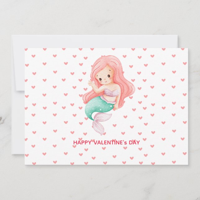Cute Mermaid Valentine's Day Feiertagskarte (Vorderseite)