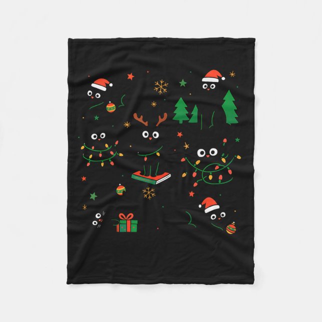 Cute Merry Catmas Cat Lover Christmas Light Pajama Fleecedecke (Vorderseite)