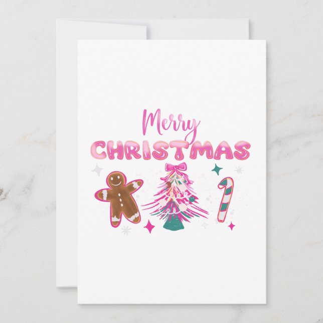 Cute Merry Christmas Gingerbread and Candy Design Einladung (Vorderseite)